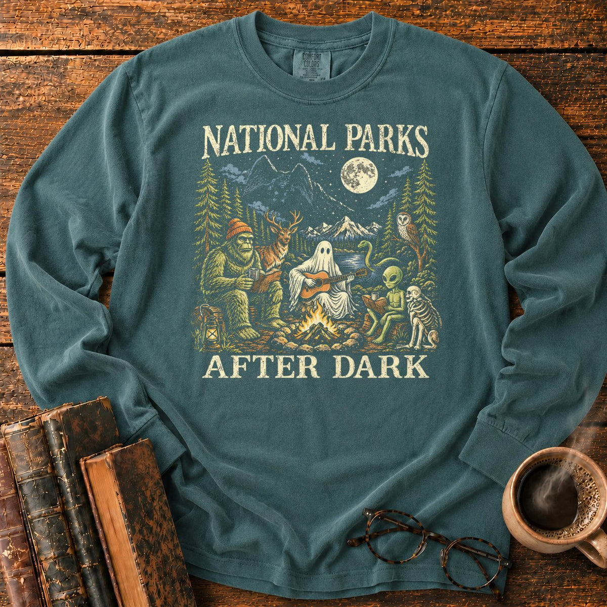 National Parks After Dark LS T-Shirt in Blue Spruce – BooksThreads