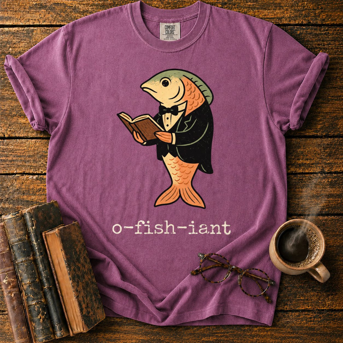 O Fish Iant Tuxedo Reader T-Shirt in Berry – BooksThreads