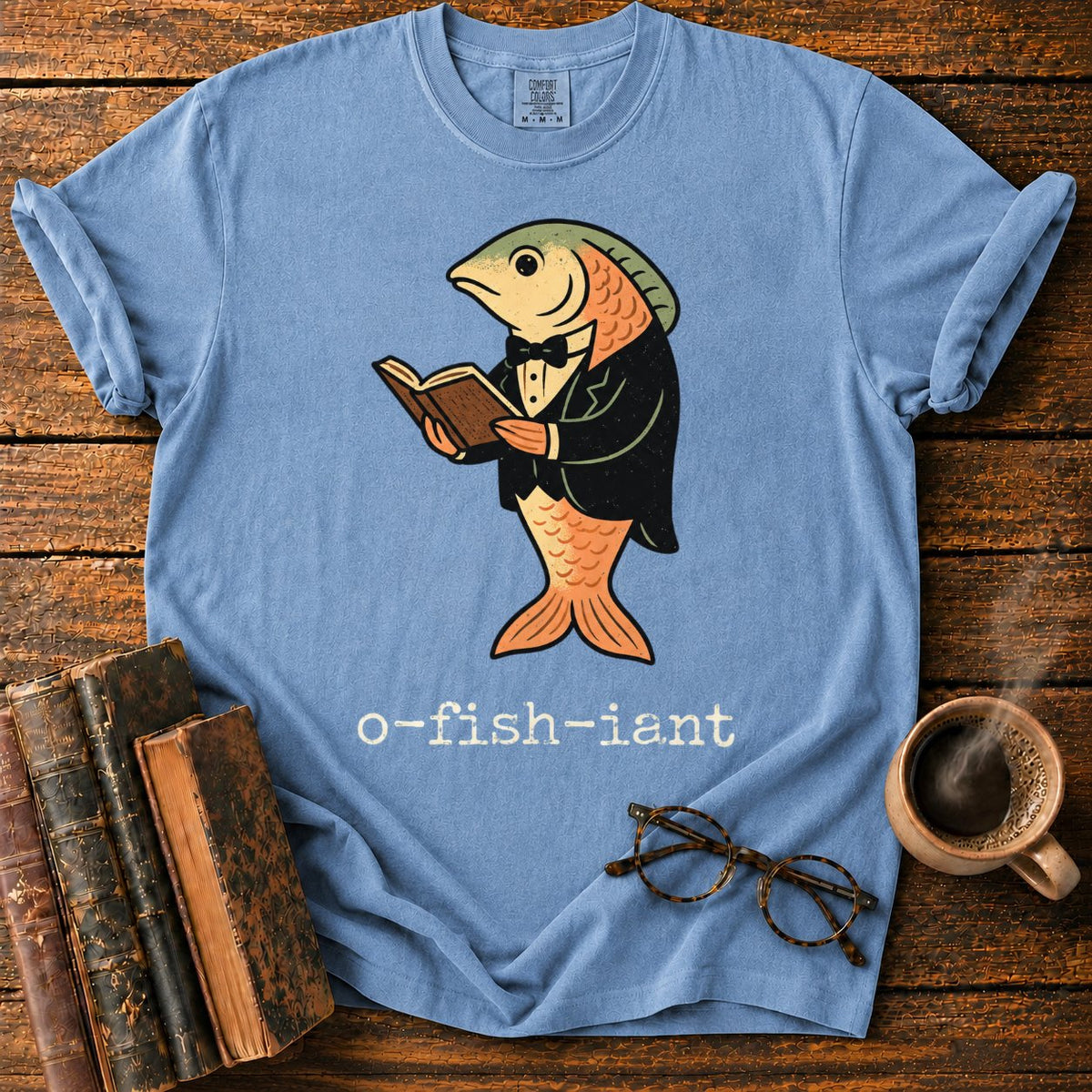 O Fish Iant Tuxedo Reader T-Shirt in Blue Jean – BooksThreads