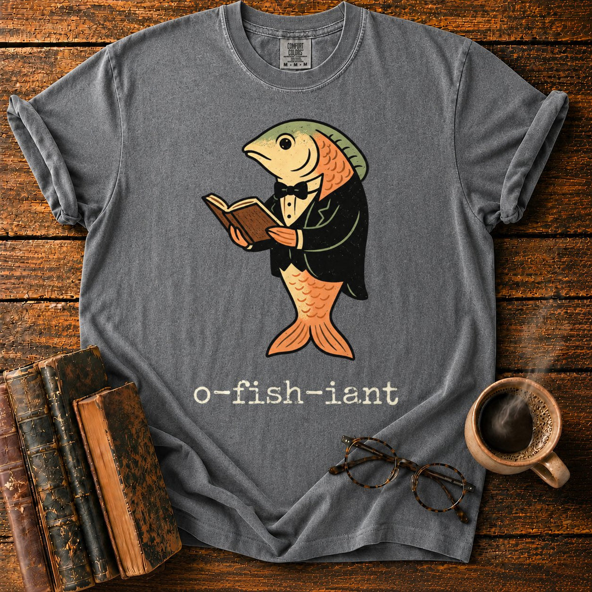 O Fish Iant Tuxedo Reader T-Shirt in Pepper – BooksThreads
