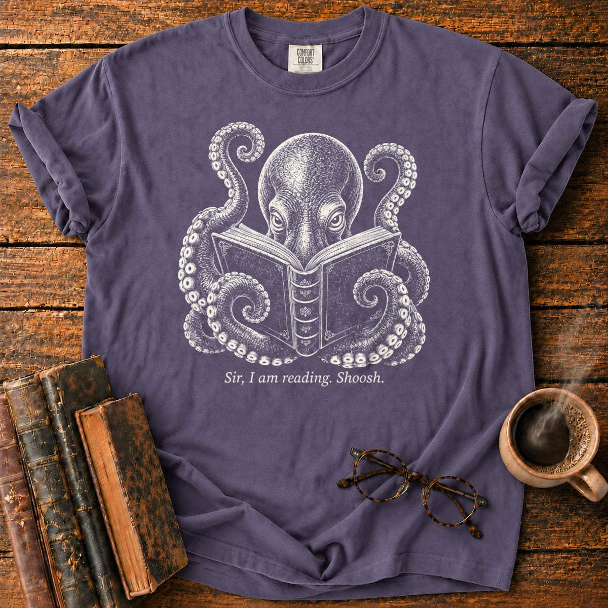 Octopus Reading Shoosh T-Shirt in Grape – BooksThreads
