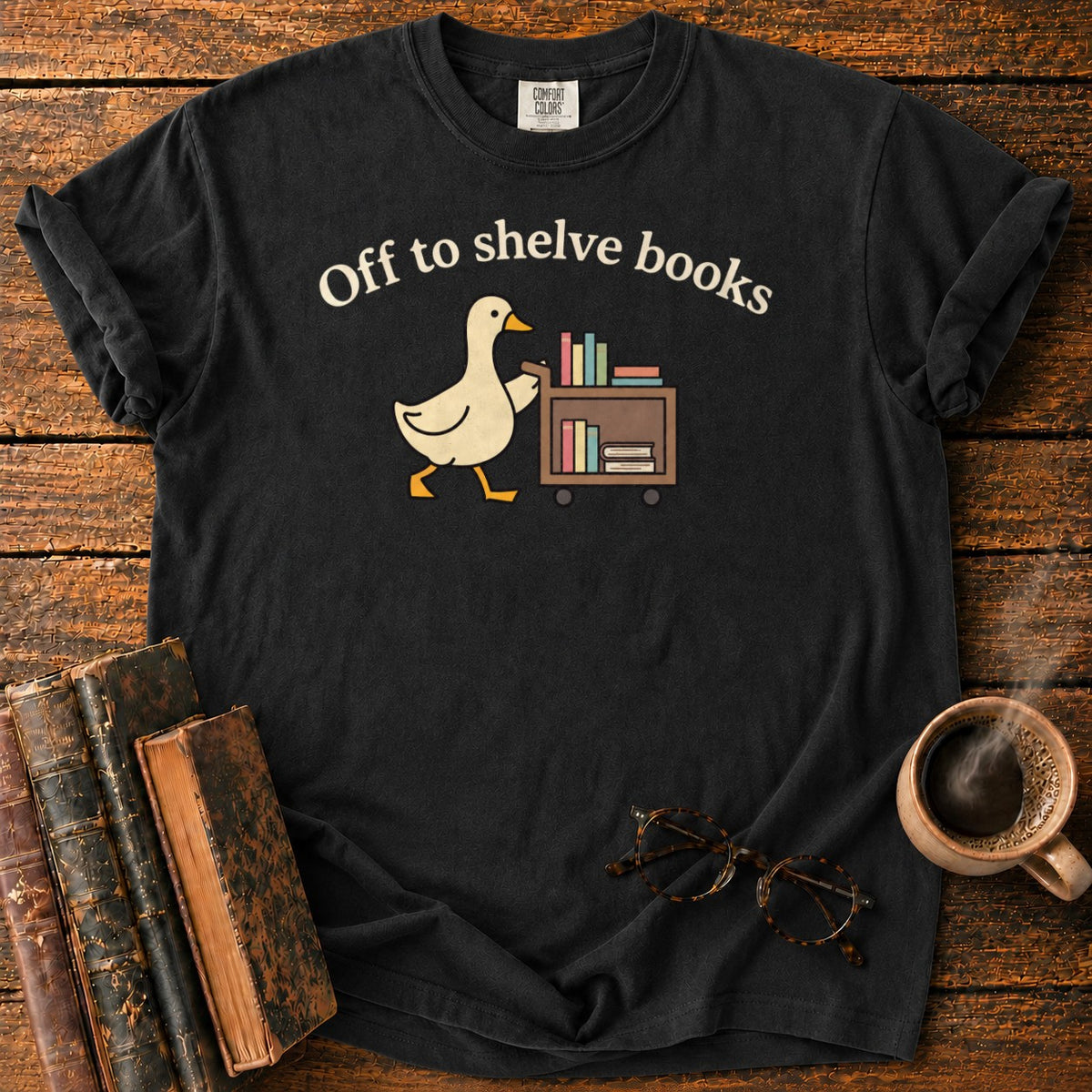 Off To Shelve Books T-Shirt in Black – BooksThreads