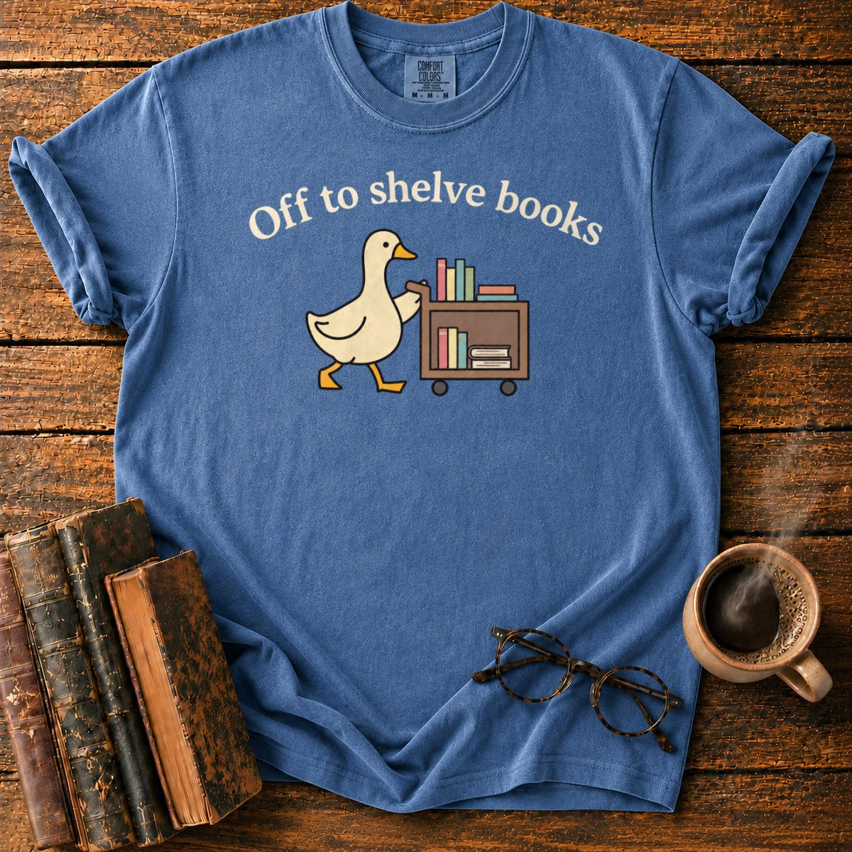 Off To Shelve Books T-Shirt in Denim – BooksThreads