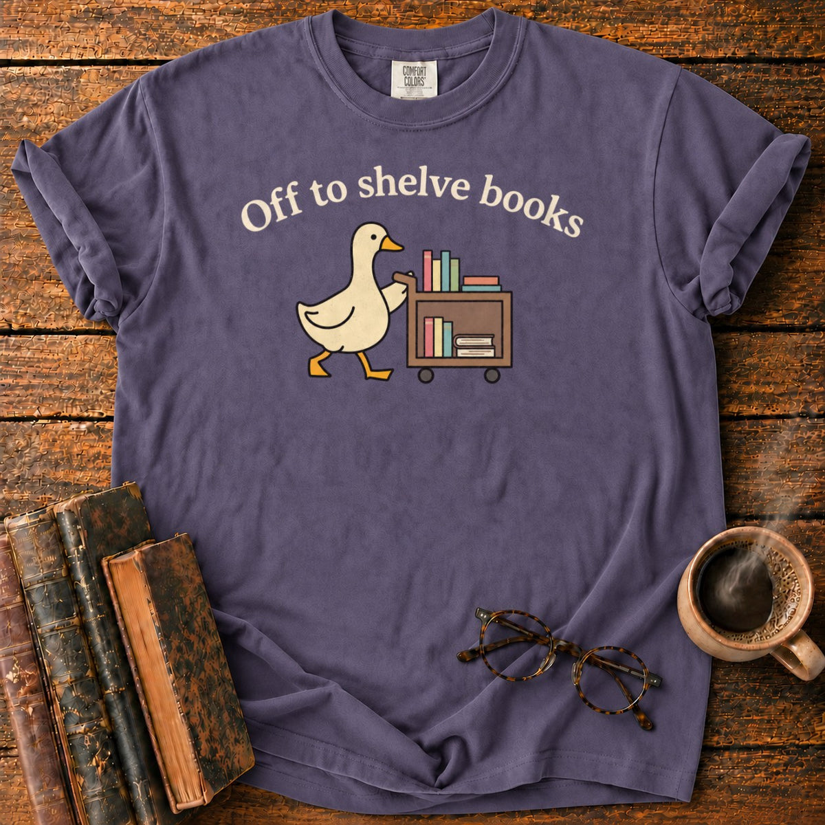Off To Shelve Books T-Shirt in Grape – BooksThreads