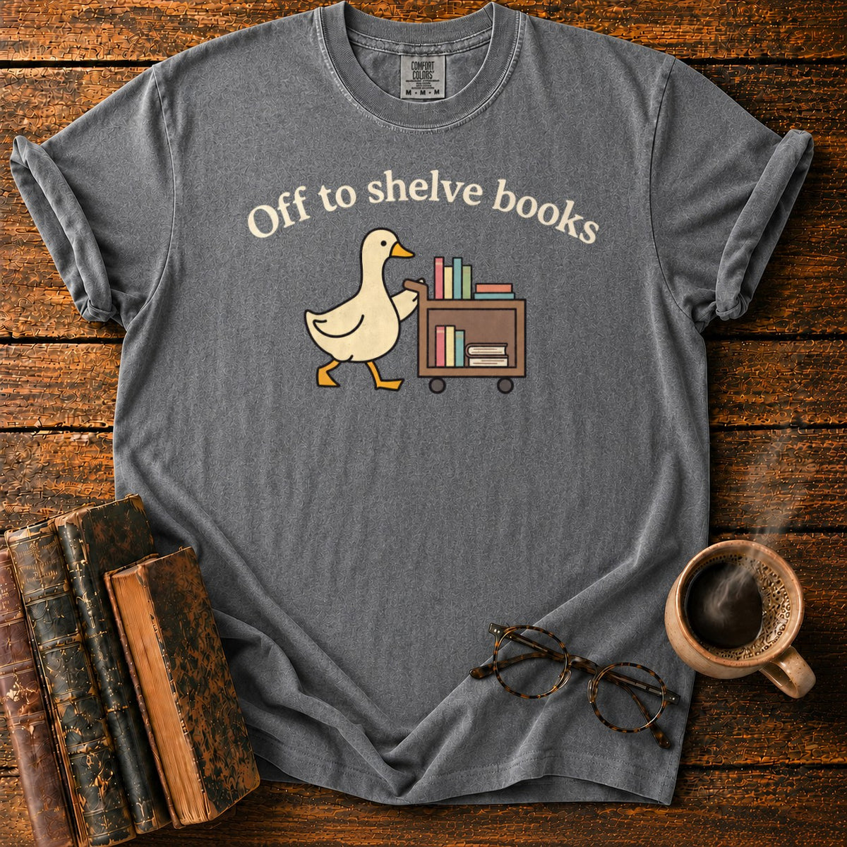Off To Shelve Books T-Shirt in Pepper – BooksThreads