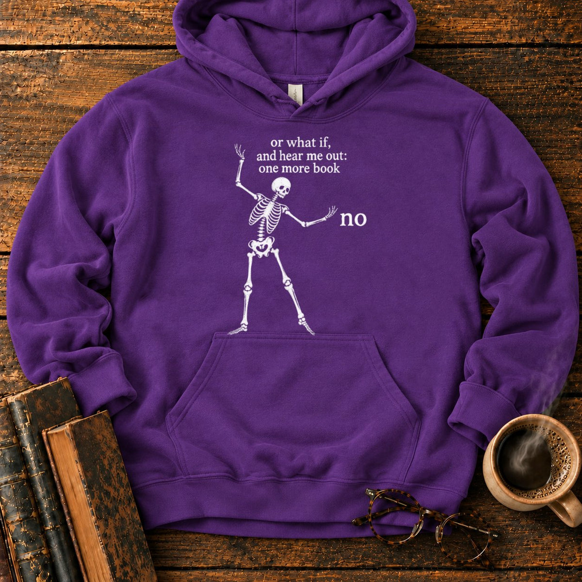One More Book Skeleton Hoodie in Purple – BooksThreads