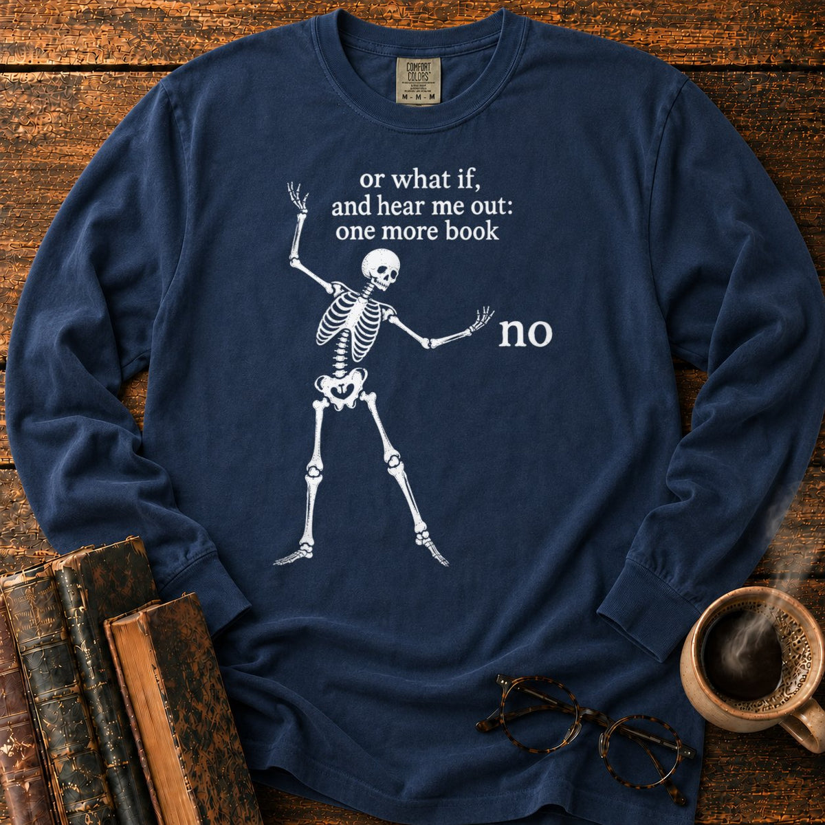 One More Book Skeleton LS T-Shirt in Midnight – BooksThreads