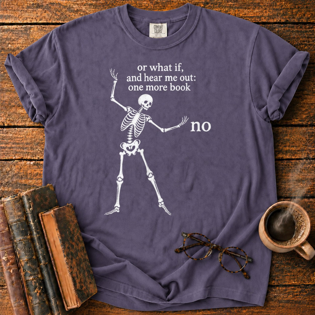 One More Book Skeleton T-Shirt in Grape – BooksThreads