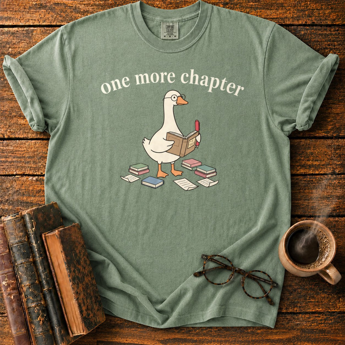 One More Chapter Goose T-Shirt in Moss – BooksThreads