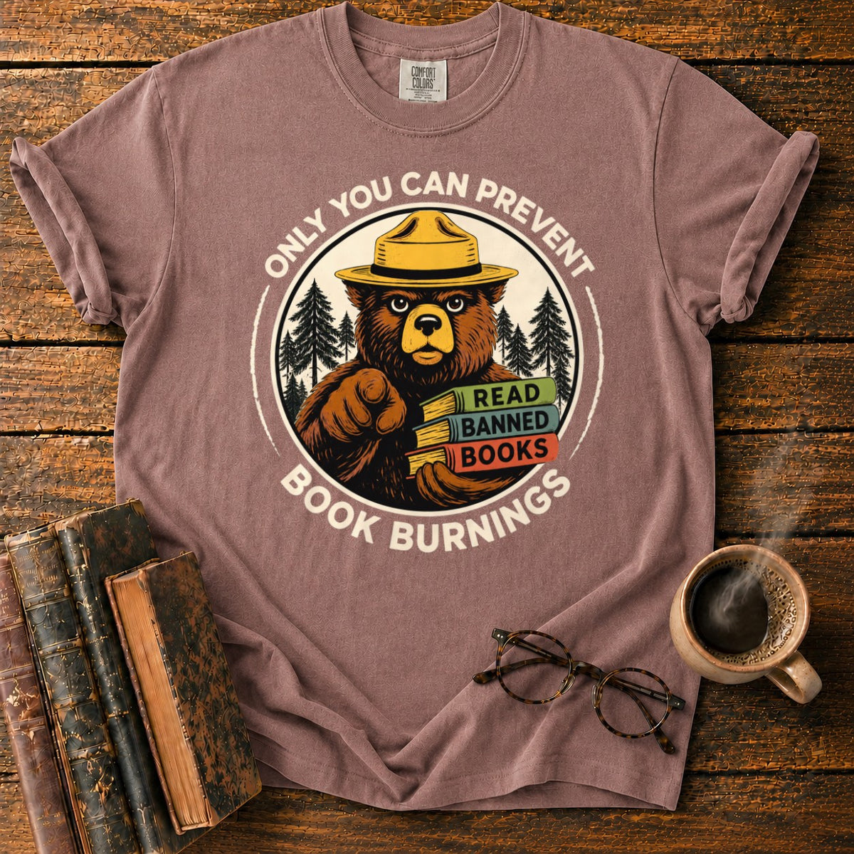 Only You Can Prevent Book Burnings T-Shirt in Espresso – BooksThreads