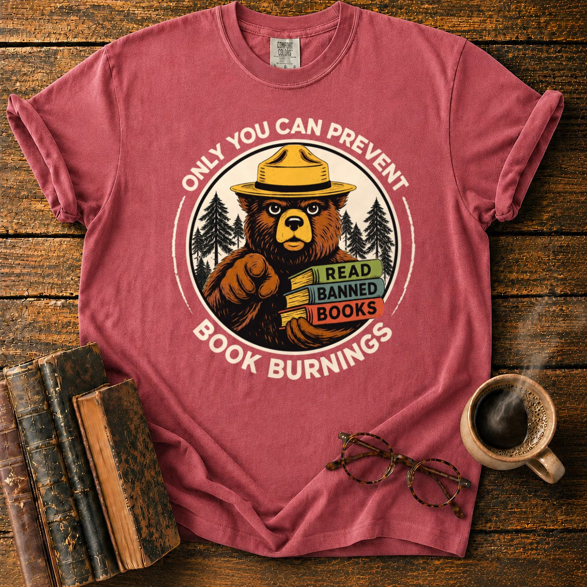 Only You Can Prevent Book Burnings T-Shirt in Watermelon – BooksThreads