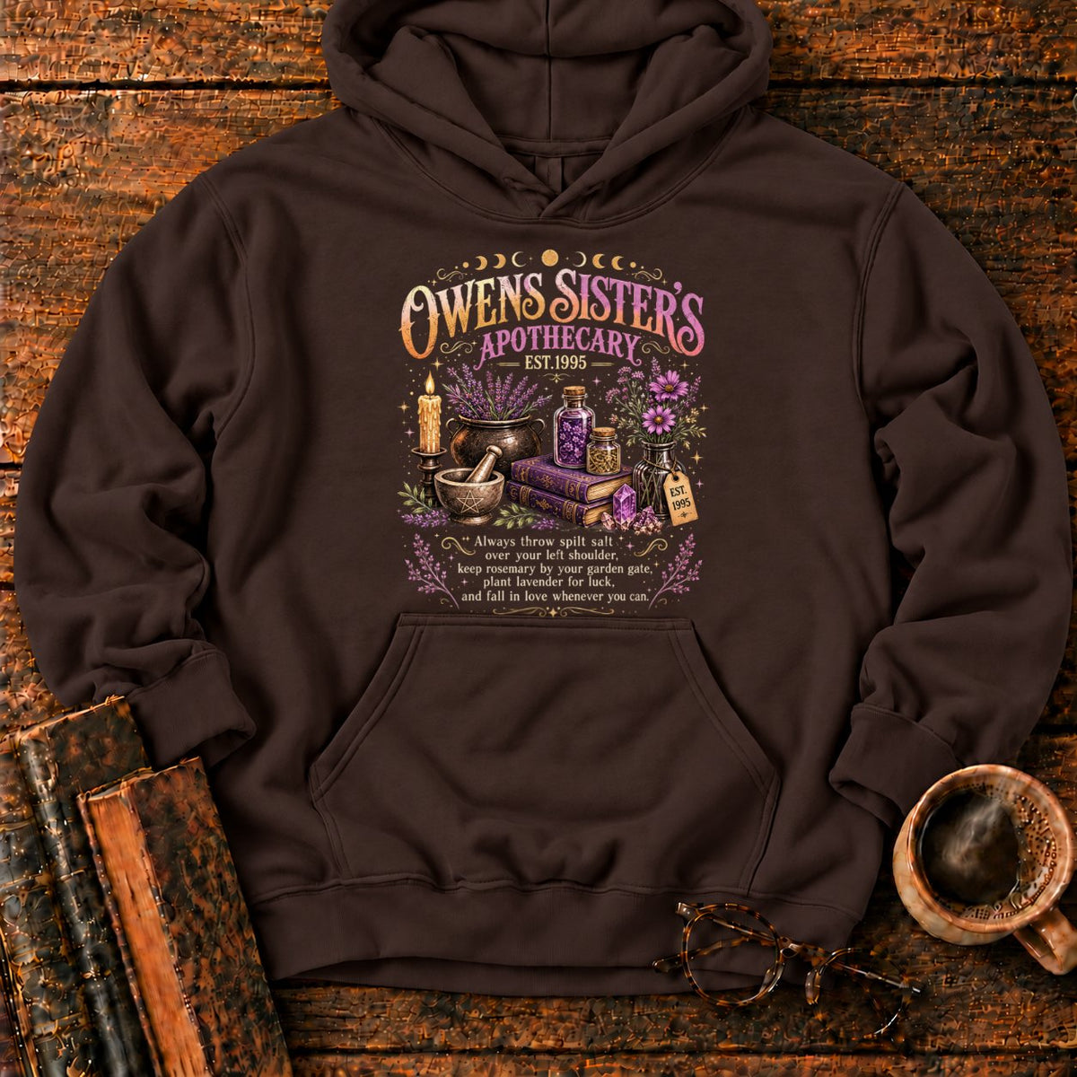 Owens Sisters Apothecary Garden Hoodie in Dark Chocolate – BooksThreads