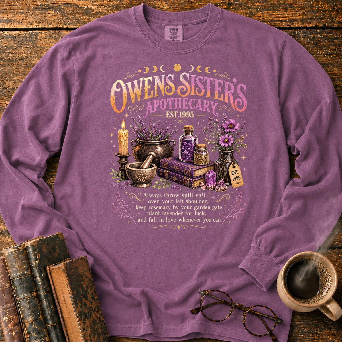 Owens Sisters Apothecary Garden LS T-Shirt in Berry – BooksThreads