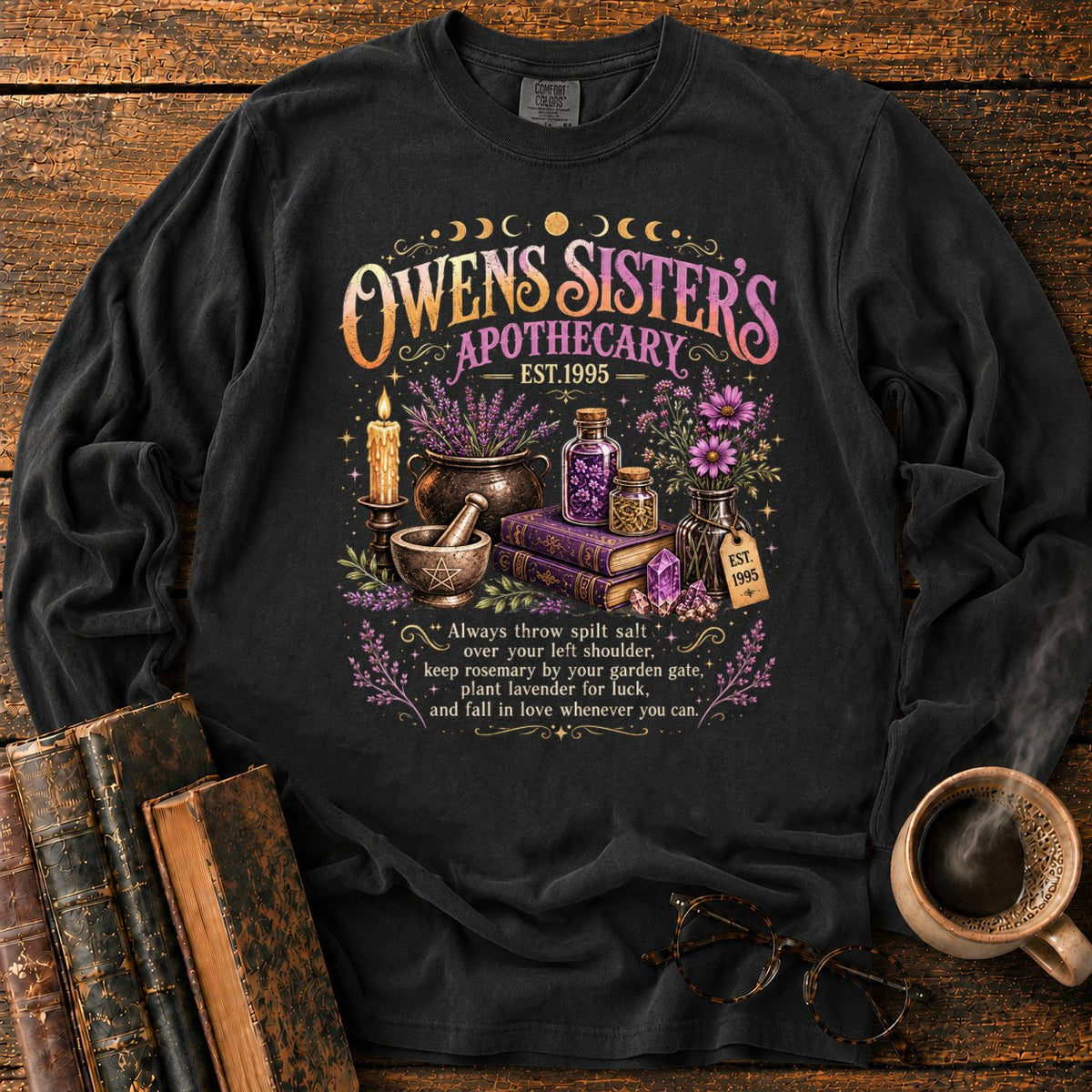 Owens Sisters Apothecary Garden LS T-Shirt in Black – BooksThreads