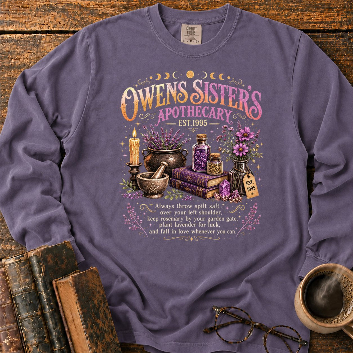Owens Sisters Apothecary Garden LS T-Shirt in Grape – BooksThreads