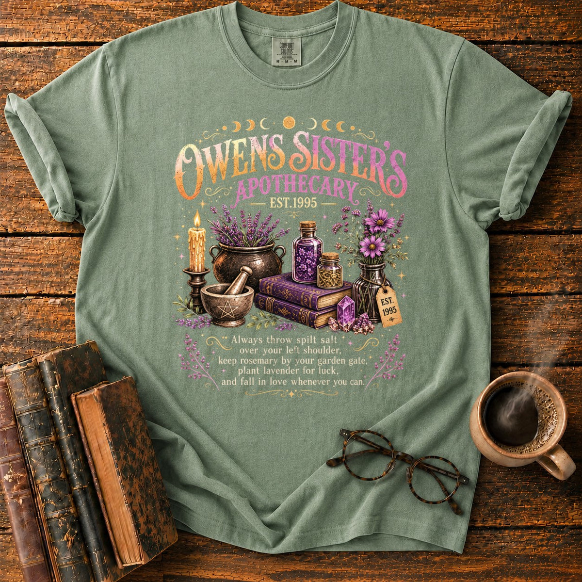 Owens Sisters Apothecary Garden T-Shirt in Moss – BooksThreads
