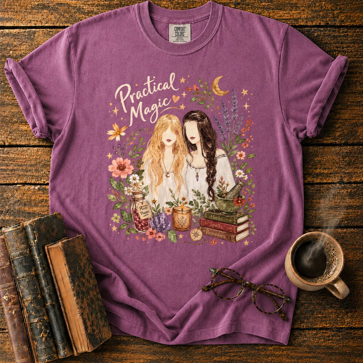Practical Magic Botanical Sisters T-Shirt in Berry – BooksThreads