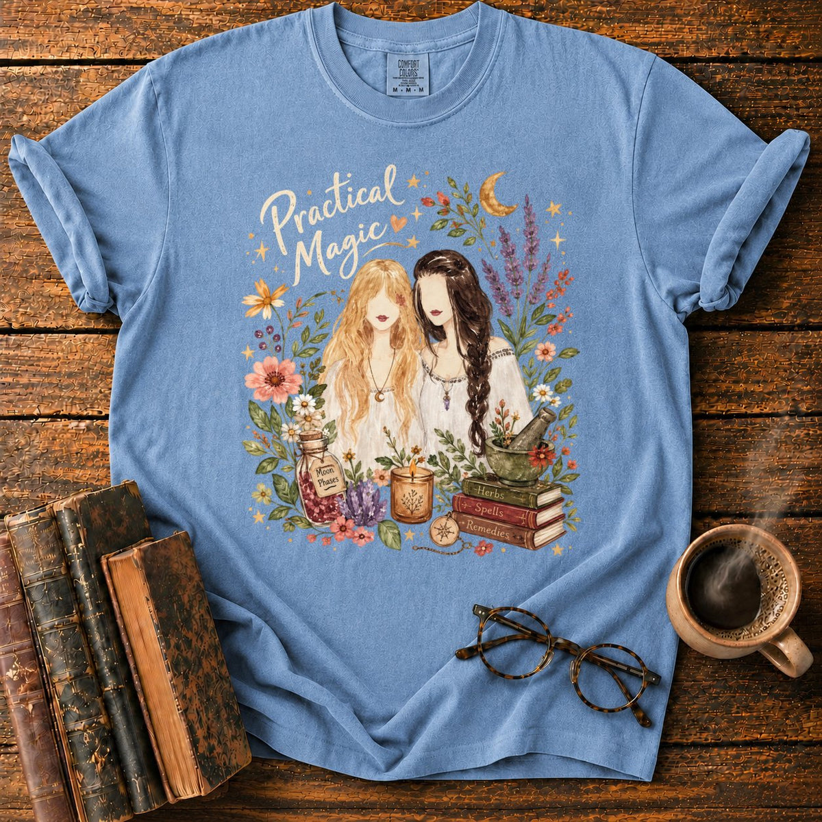 Practical Magic Botanical Sisters T-Shirt in Blue Jean – BooksThreads