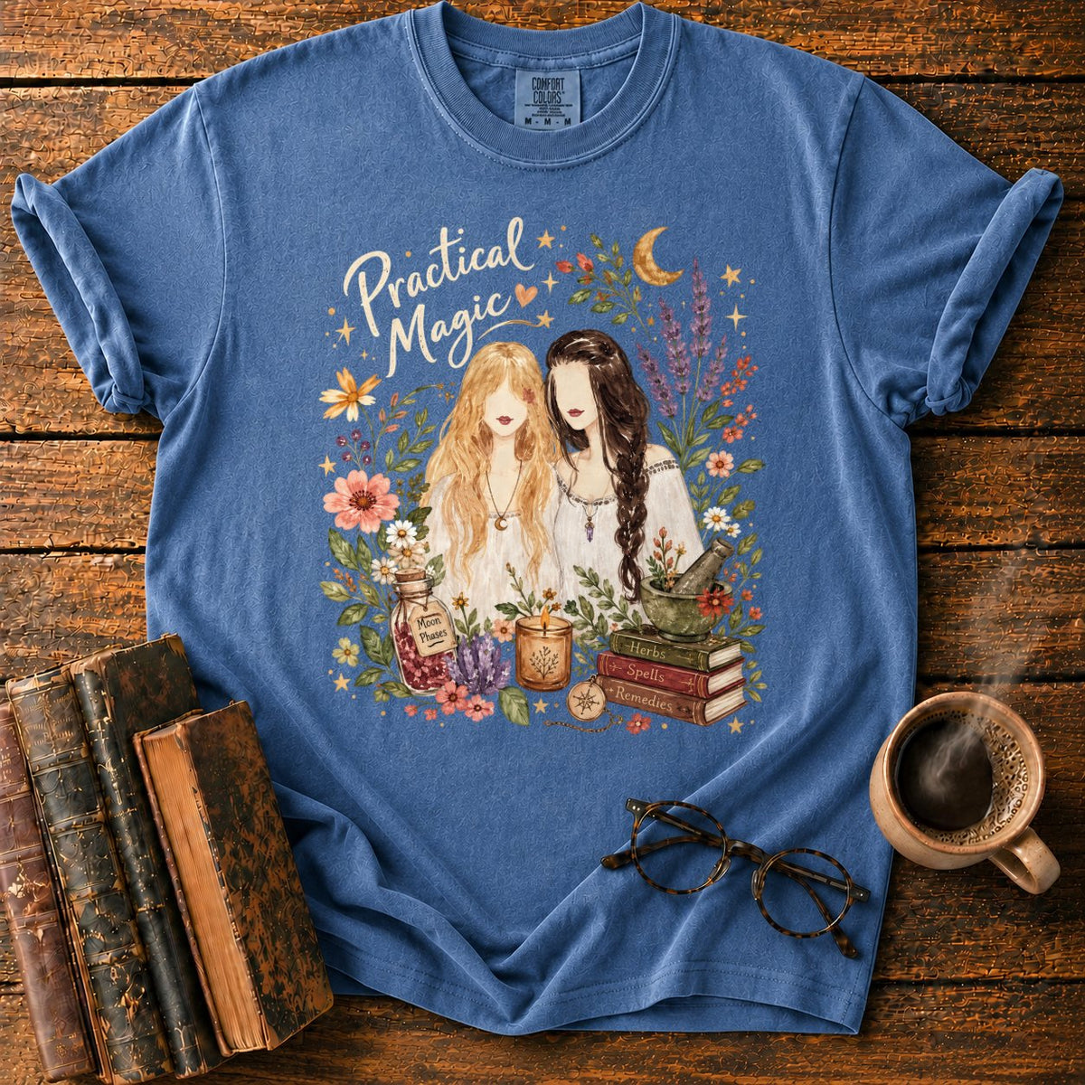 Practical Magic Botanical Sisters T-Shirt in Denim – BooksThreads