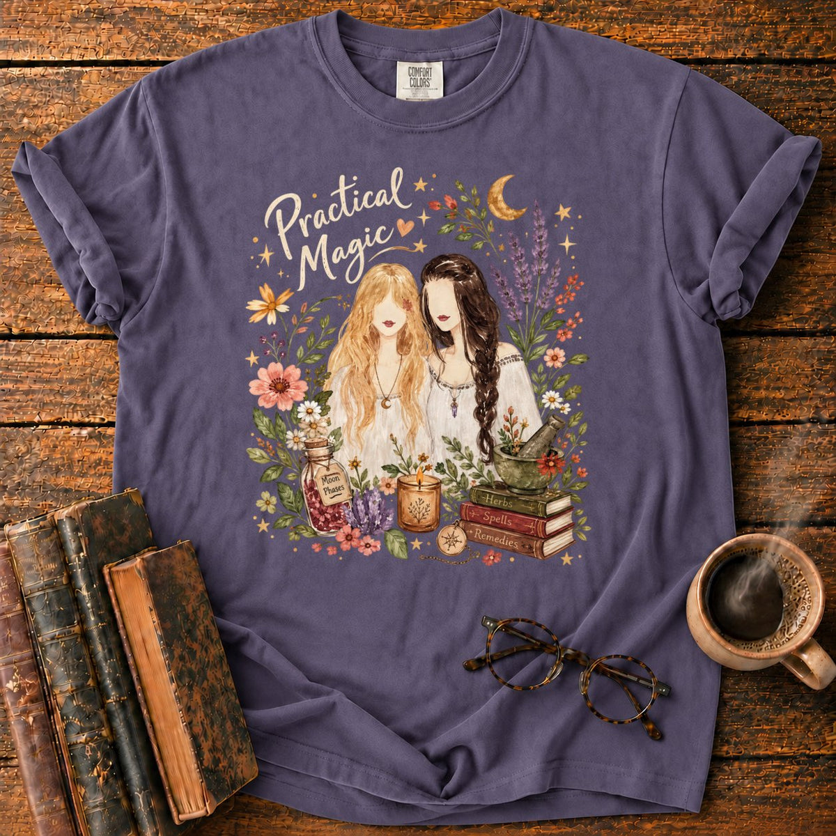 Practical Magic Botanical Sisters T-Shirt in Grape – BooksThreads