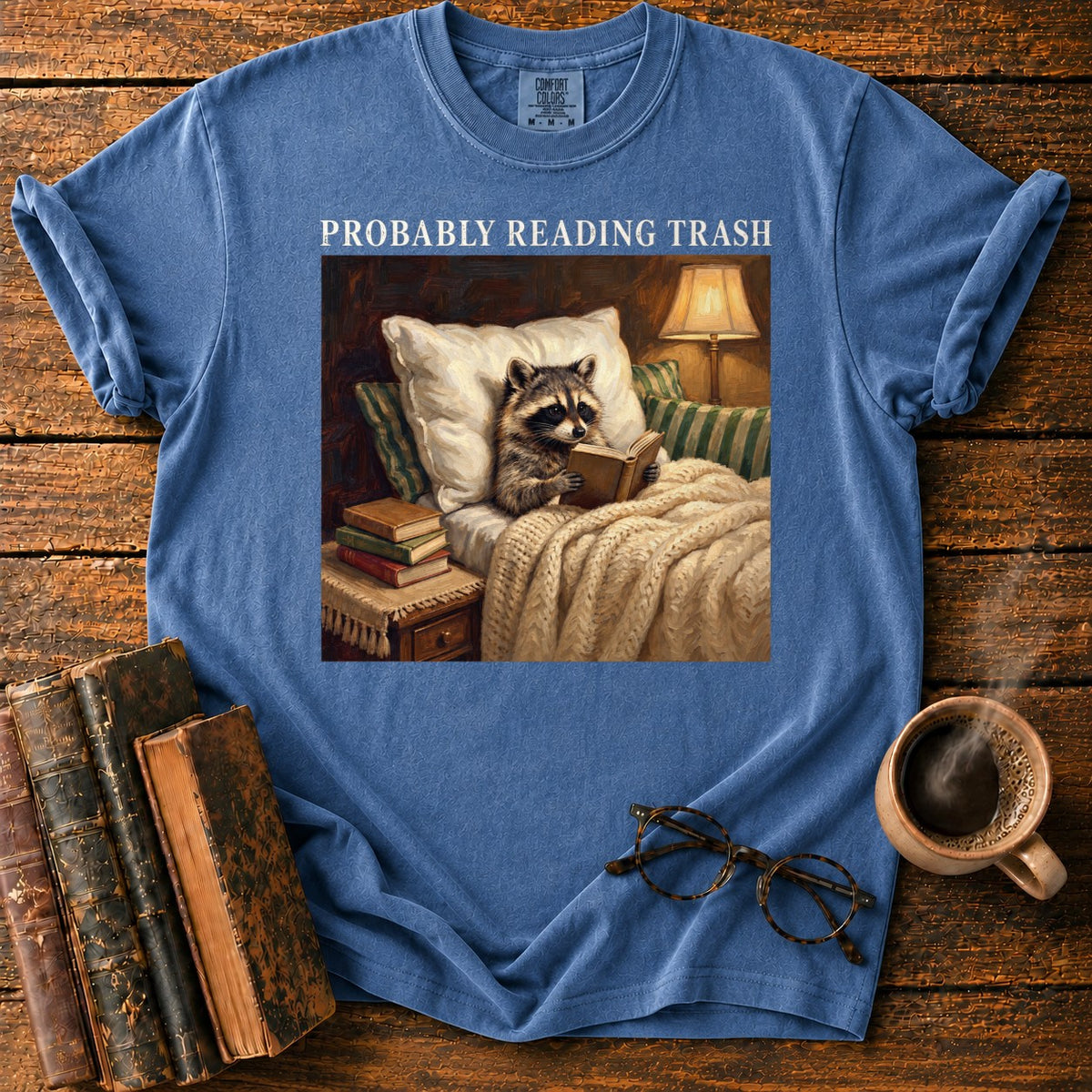 Probably Reading Trash Raccoon T-Shirt in Denim – BooksThreads