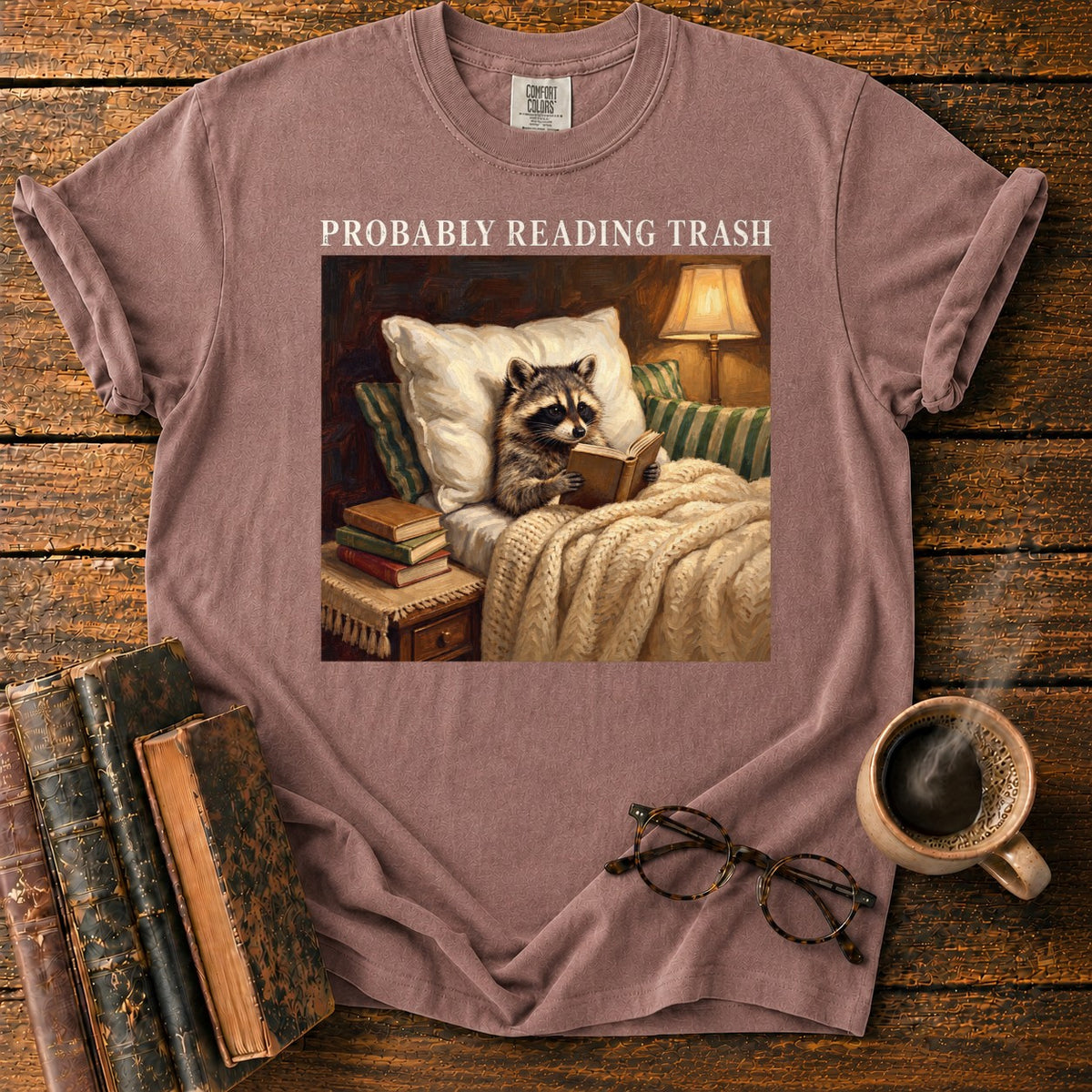 Probably Reading Trash Raccoon T-Shirt in Espresso – BooksThreads