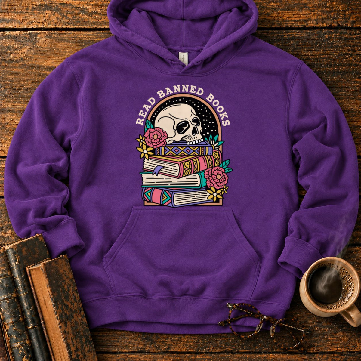 Read Banned Books Floral Hoodie in Purple – BooksThreads