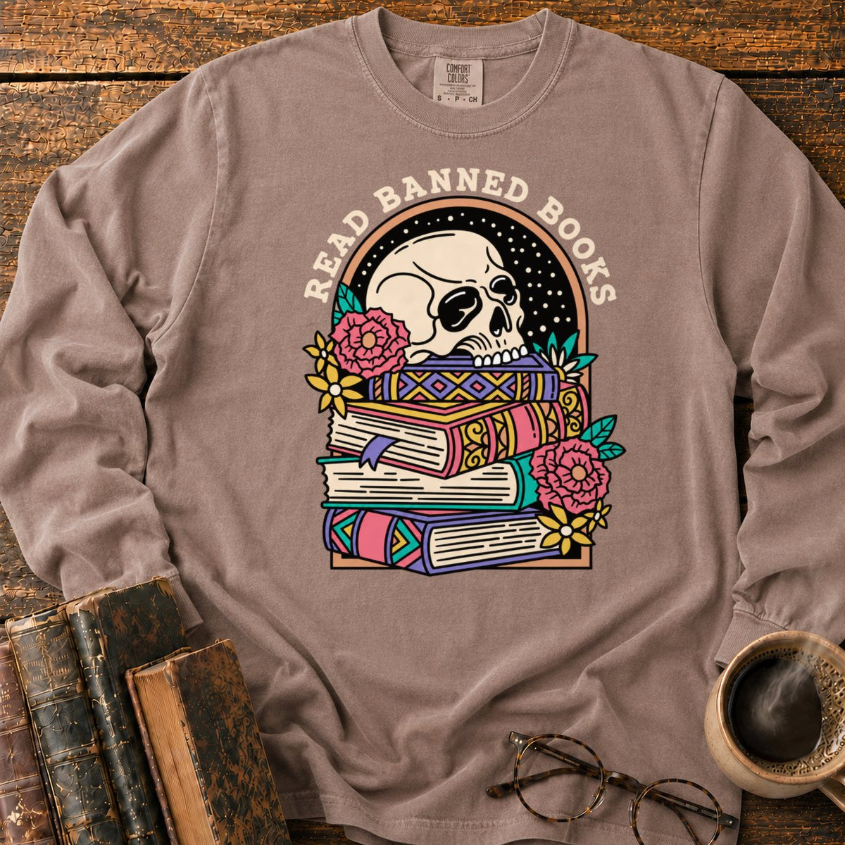Read Banned Books Floral LS T-Shirt in Espresso – BooksThreads
