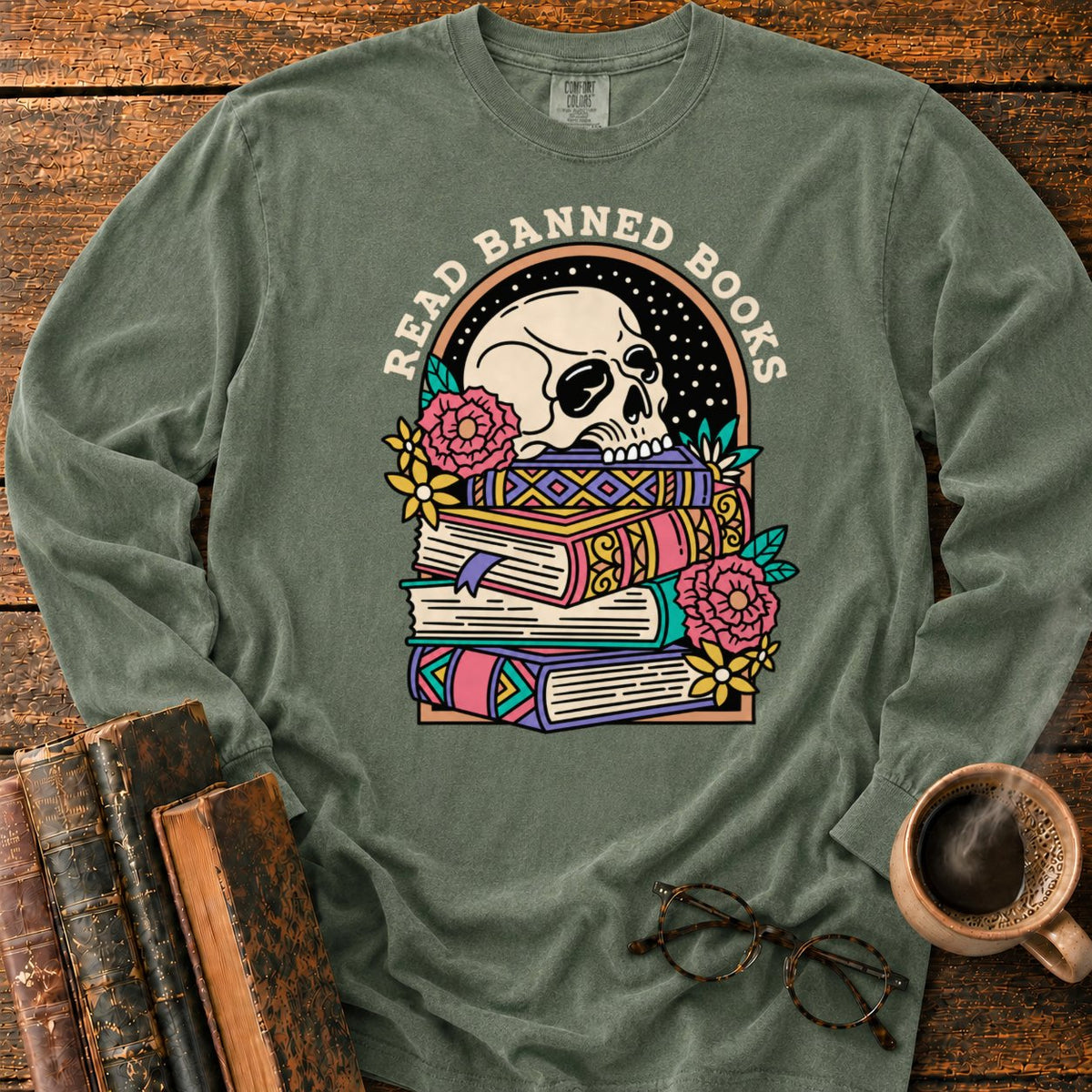 Read Banned Books Floral LS T-Shirt in Hemp – BooksThreads