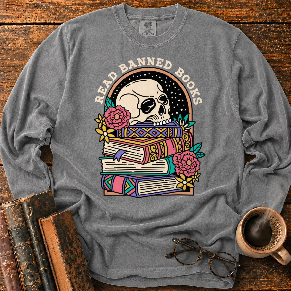 Read Banned Books Floral LS T-Shirt in Pepper – BooksThreads