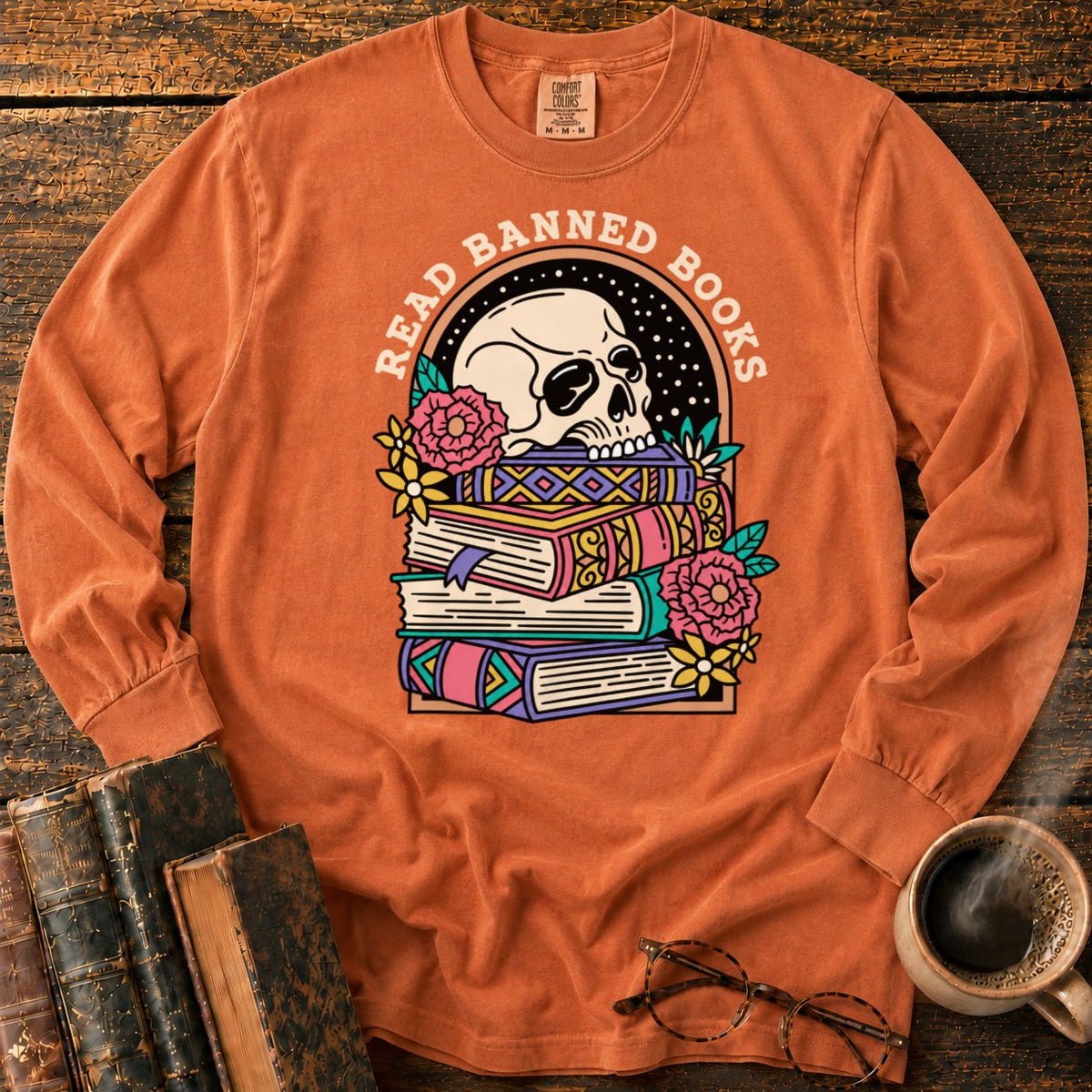 Read Banned Books Floral LS T-Shirt in Yam – BooksThreads