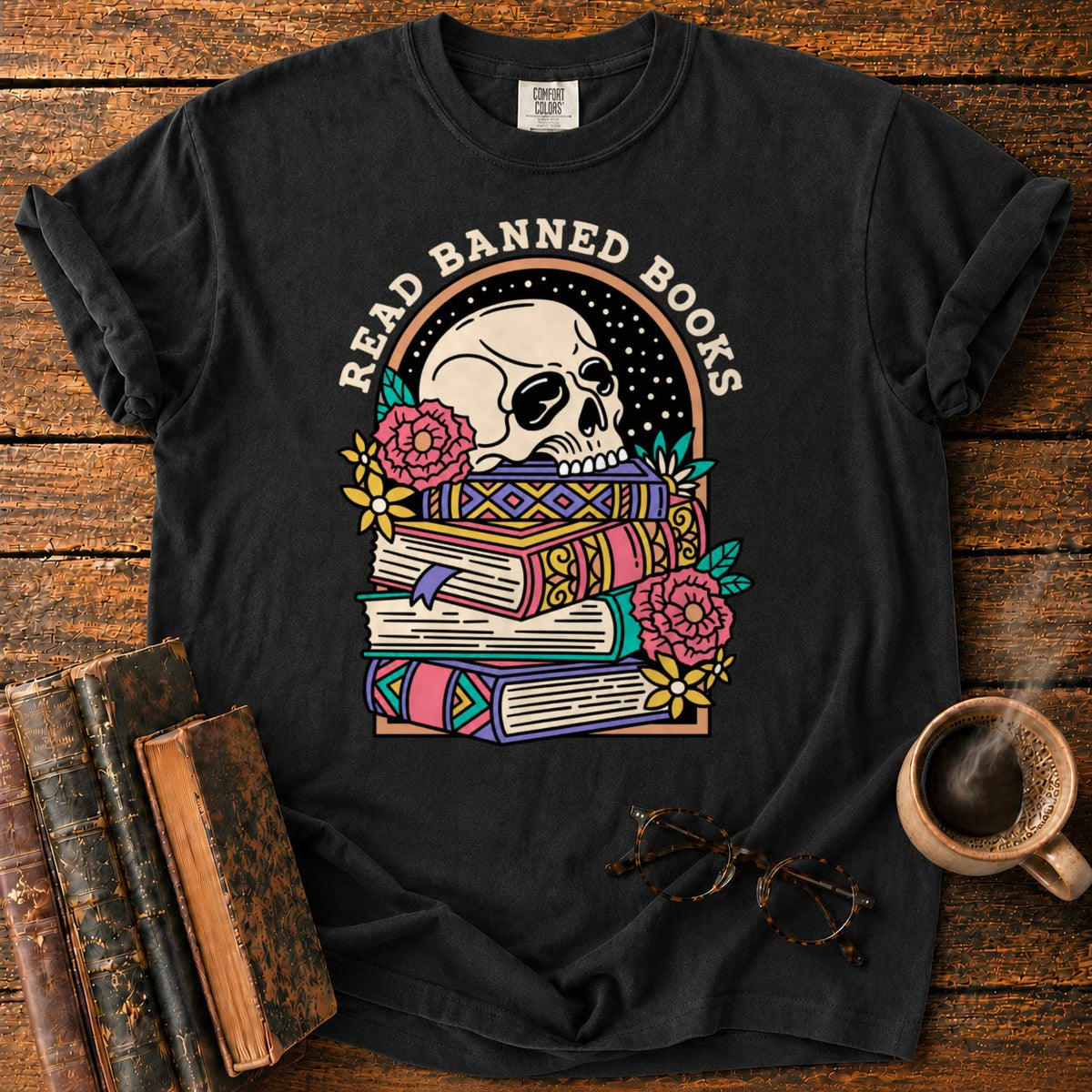 Read Banned Books Floral T-Shirt in Black – BooksThreads