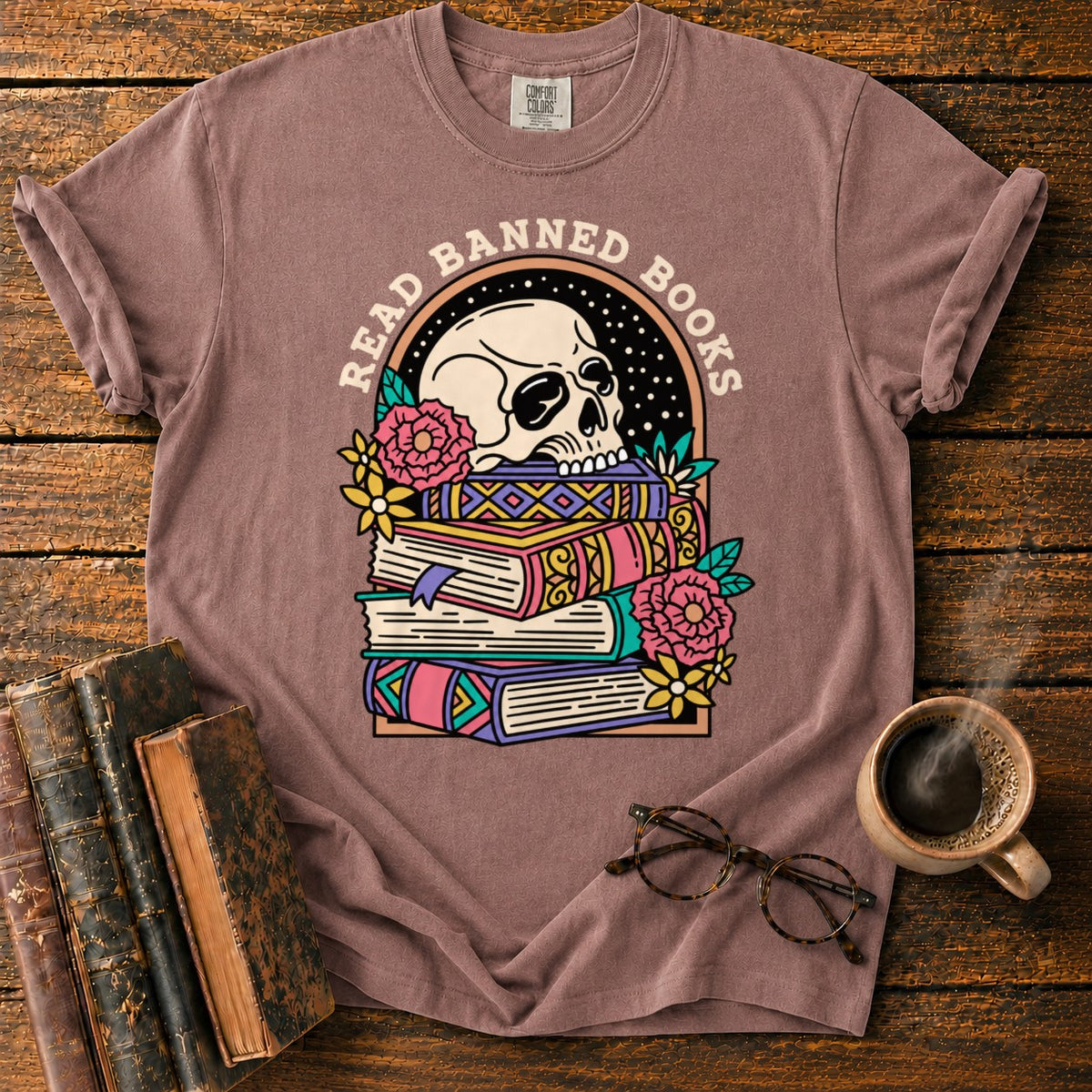 Read Banned Books Floral T-Shirt in Espresso – BooksThreads