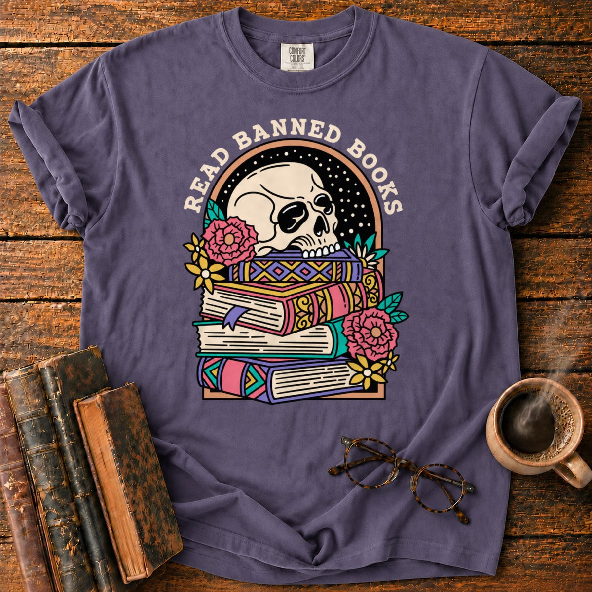 Read Banned Books Floral T-Shirt in Grape – BooksThreads