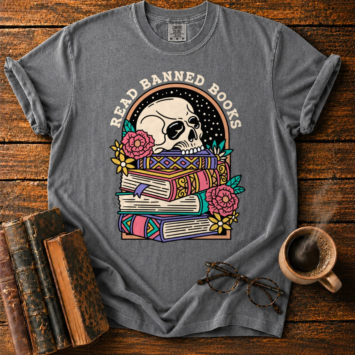 Read Banned Books Floral T-Shirt in Pepper – BooksThreads