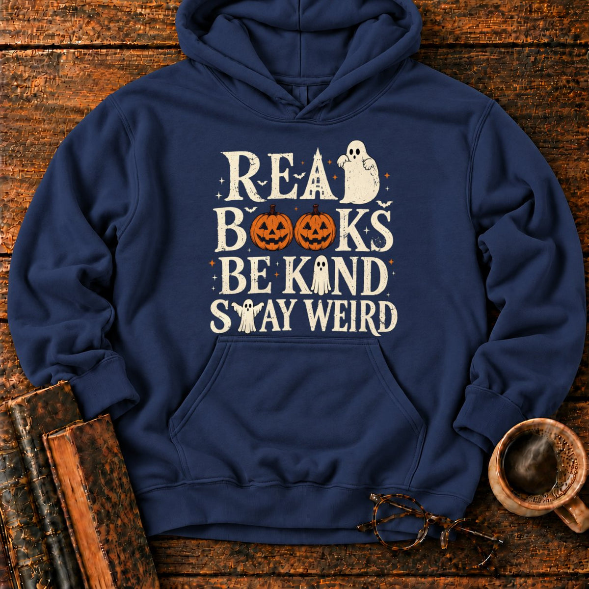 Read Books Be Kind Stay Weird Hoodie in Navy – BooksThreads