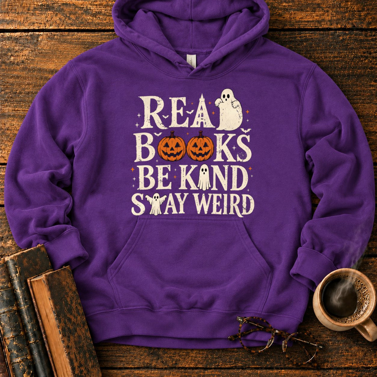 Read Books Be Kind Stay Weird Hoodie in Purple – BooksThreads