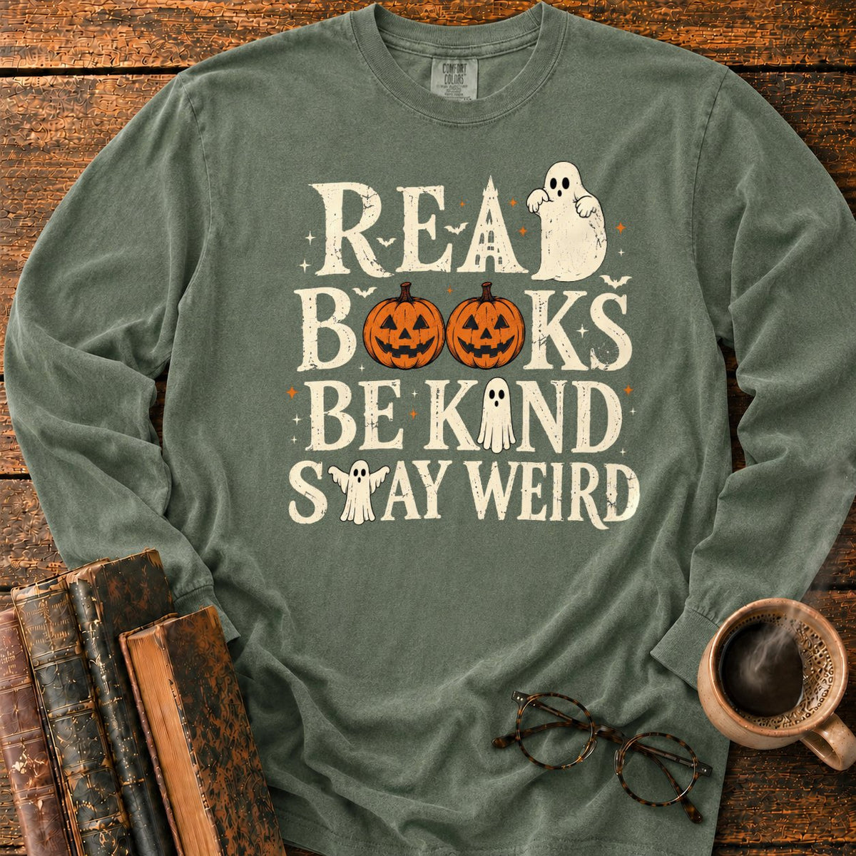 Read Books Be Kind Stay Weird LS T-Shirt in Hemp – BooksThreads