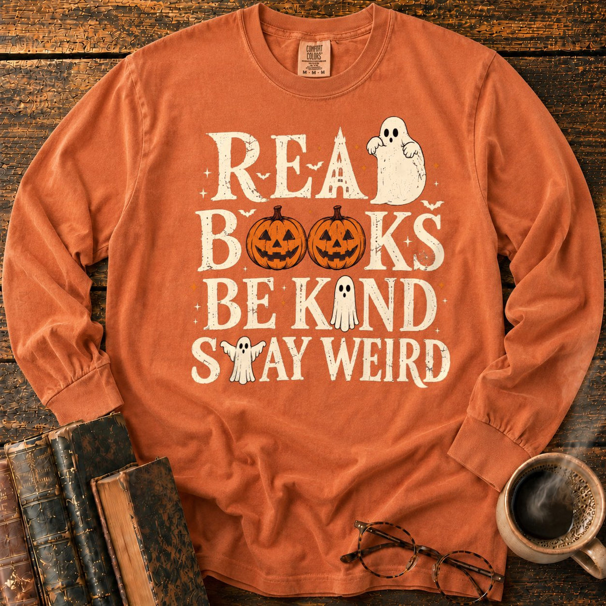 Read Books Be Kind Stay Weird LS T-Shirt in Yam – BooksThreads