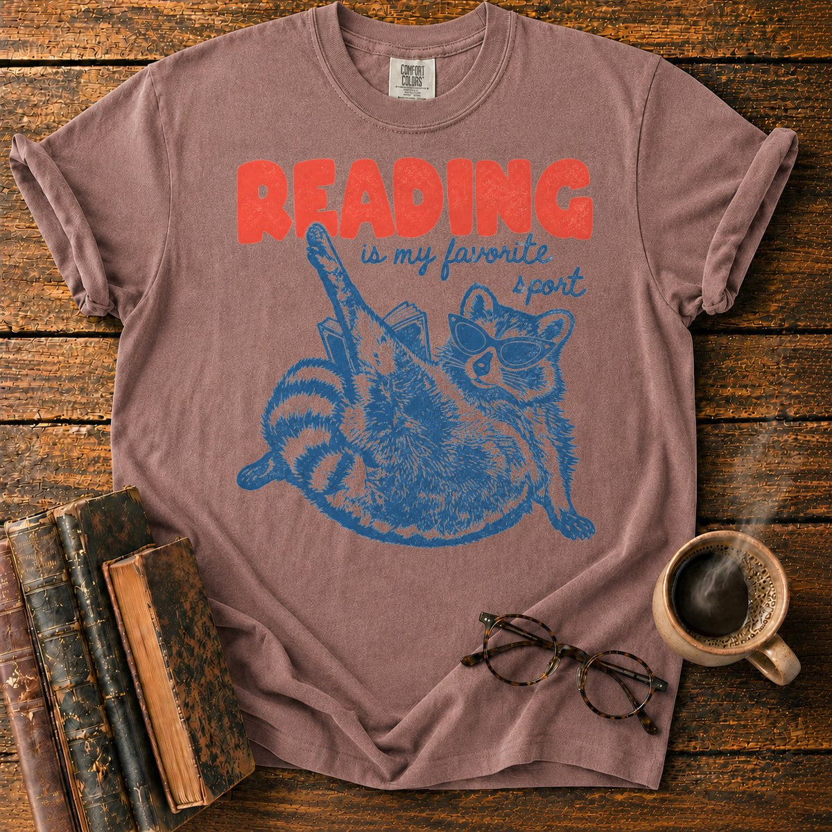 Reading Is My Favorite Sport Raccoon T-Shirt in Espresso – BooksThreads