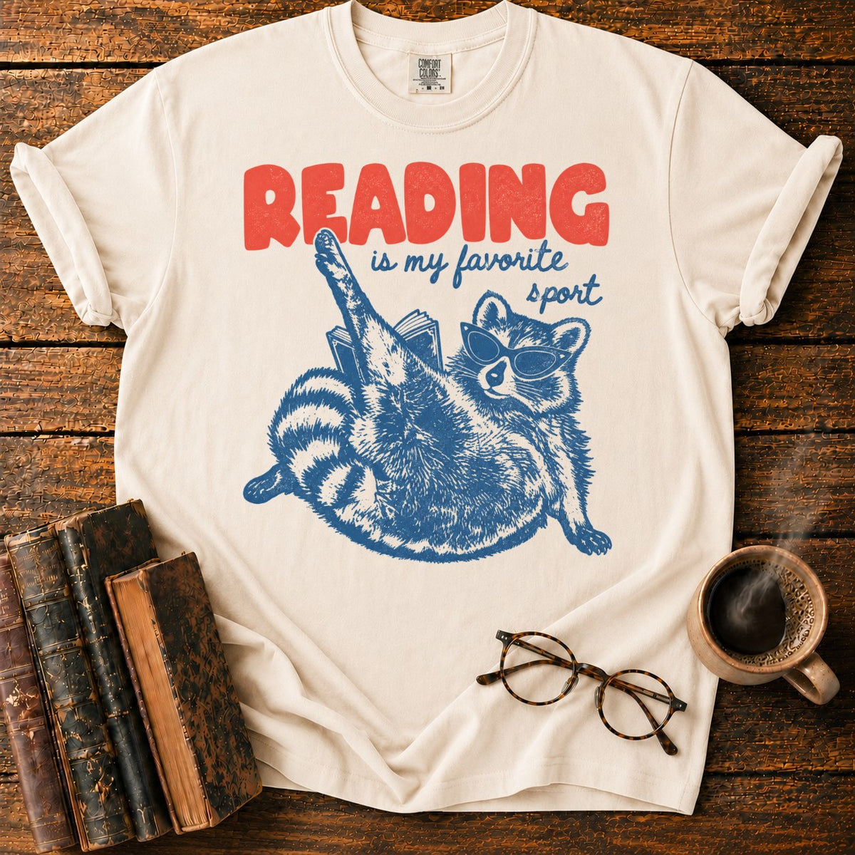 Reading Is My Favorite Sport Raccoon T-Shirt in Ivory – BooksThreads
