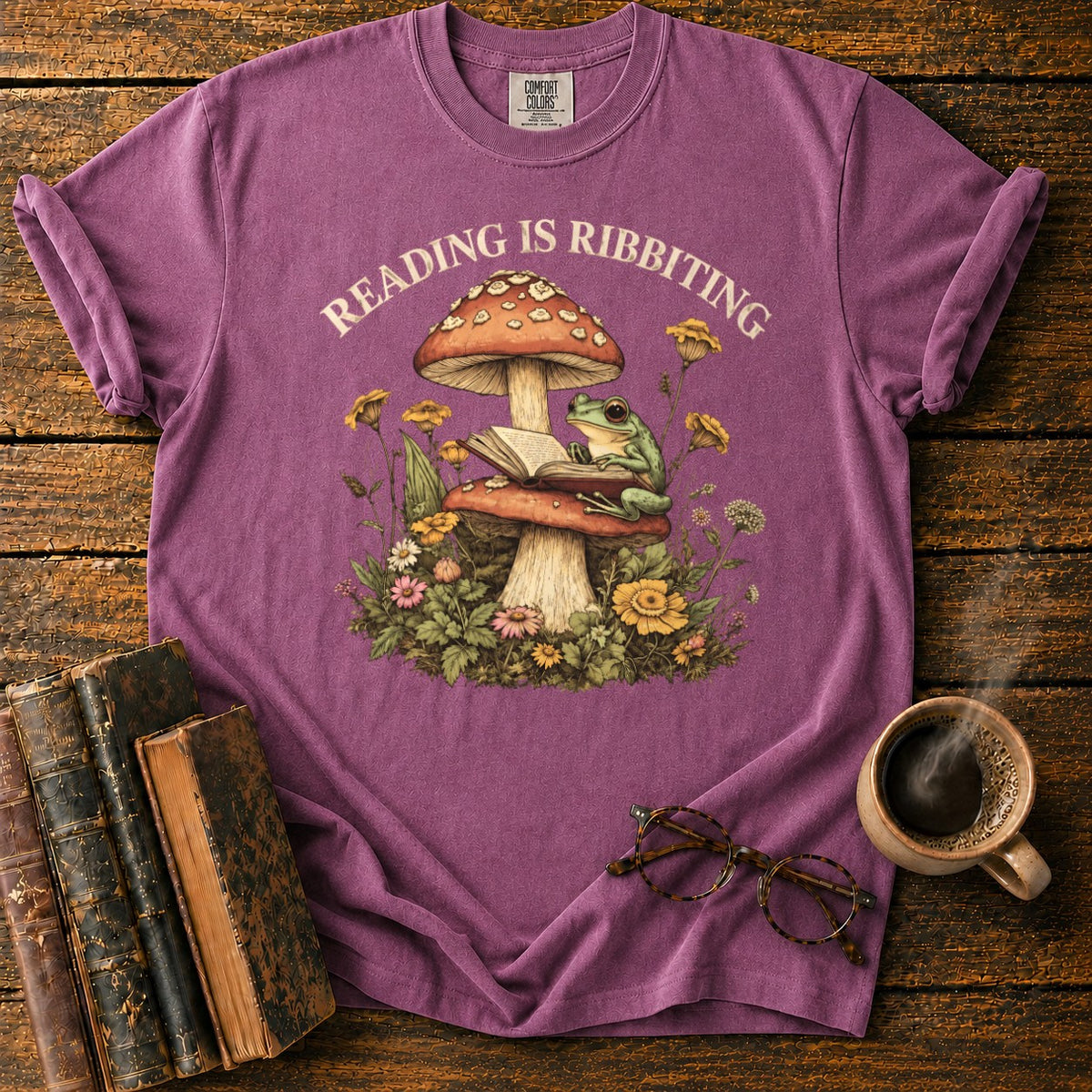 Reading Is Ribbiting T-Shirt in Berry – BooksThreads