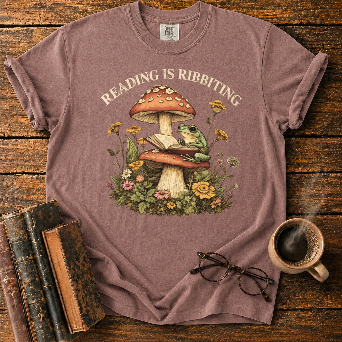 Reading Is Ribbiting T-Shirt in Espresso – BooksThreads
