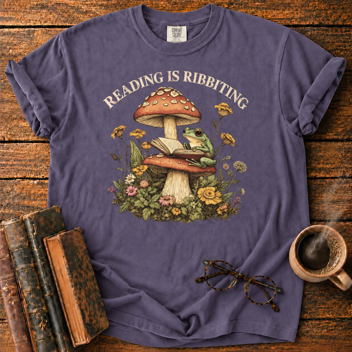 Reading Is Ribbiting T-Shirt in Grape – BooksThreads