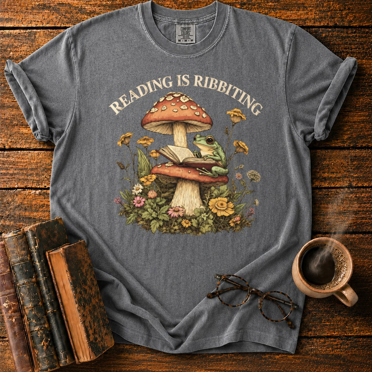 Reading Is Ribbiting T-Shirt in Pepper – BooksThreads