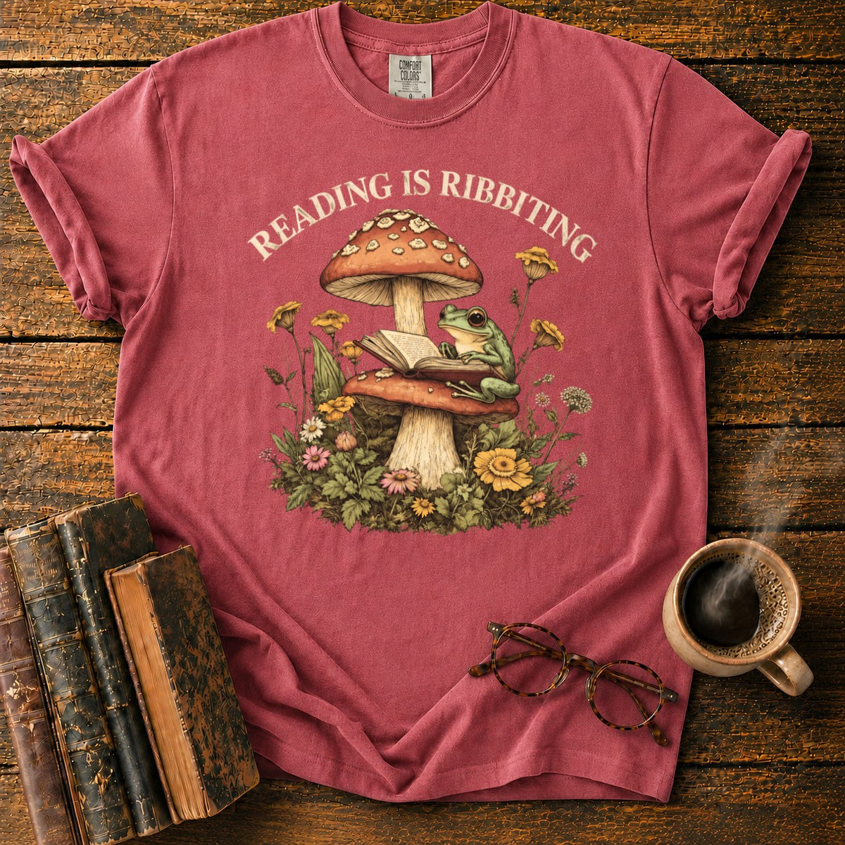 Reading Is Ribbiting T-Shirt in Watermelon – BooksThreads