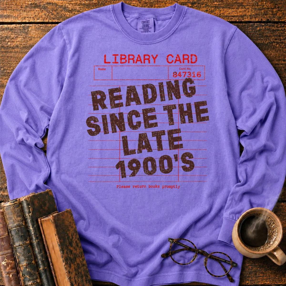 Reading Since Late 1900s LS T-Shirt in Violet – BooksThreads