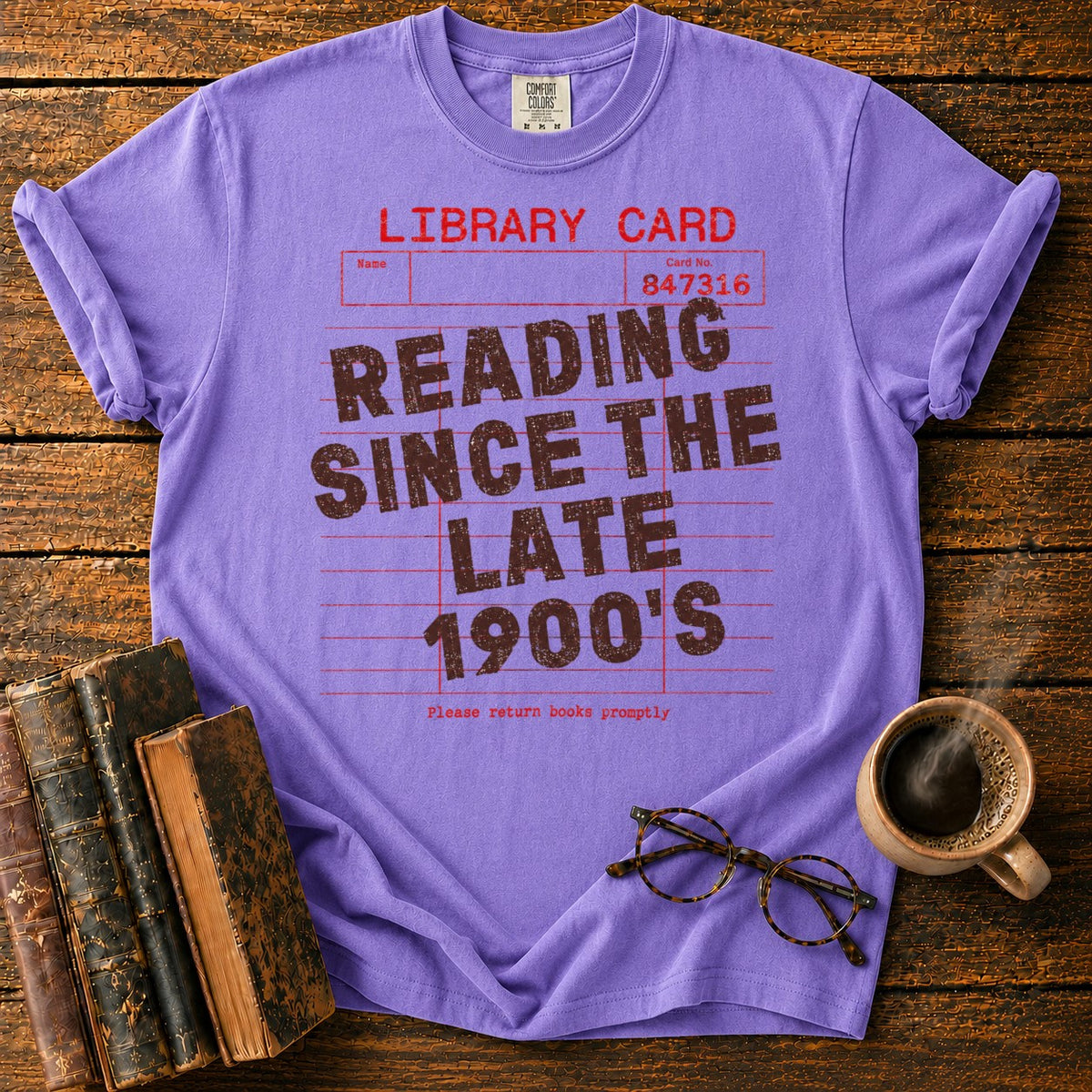 Reading Since Late 1900s T-Shirt in Violet – BooksThreads