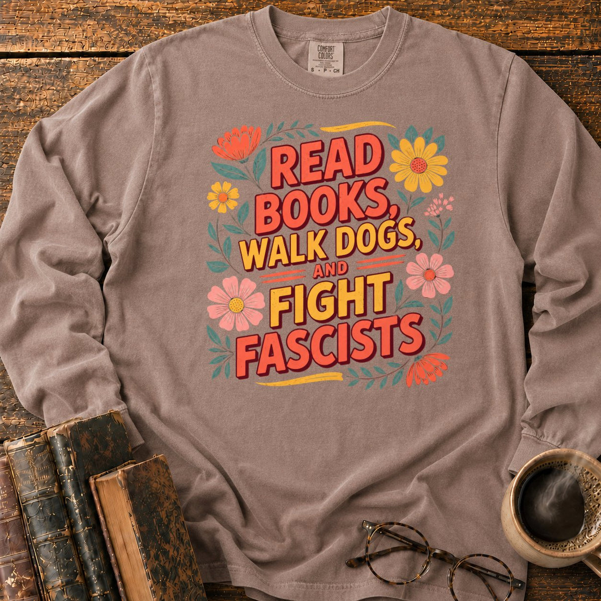 Retro Floral Slogan LS T-Shirt in Espresso – BooksThreads