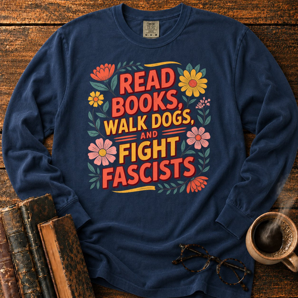 Retro Floral Slogan LS T-Shirt in Midnight – BooksThreads